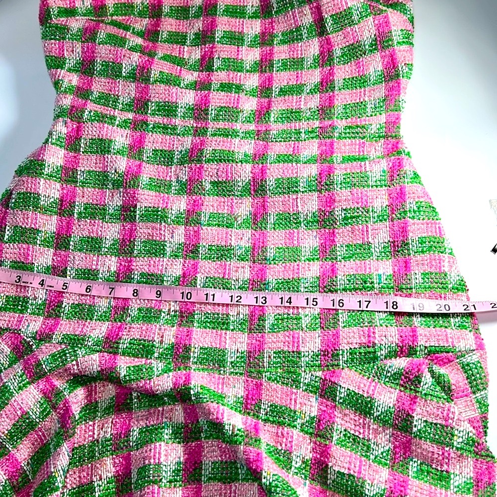 Kate Spade Pink and Green Plaid Tweed Dress/ 10 - Picture 9 of 14